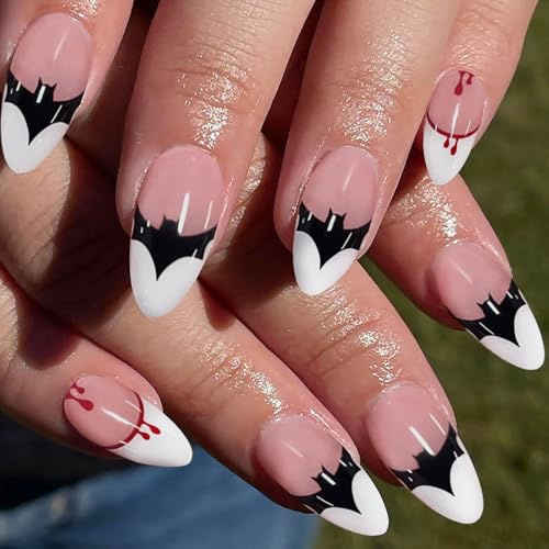 JMEOWIO Nagelfolie UV Härtend Halloween French Tip UV Gel Nail Strips Nagelsticker Nagelaufkleber Nail Art Dekoration Nageldesign Zubehör