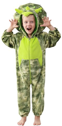 LOLANTA Triceratops Dinosaur Kostym, Pojke Romper med Huva (2-3 år, Kamouflage)