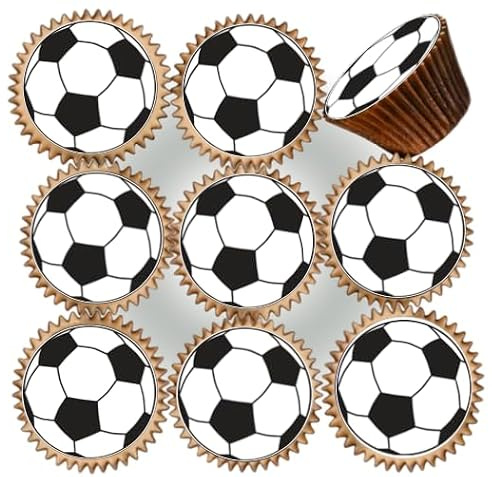 30 x PRE CUT BLACK AND WHITE FOOTBALL EDIBLE WAFER CARD RICE PAPER 4.5 cms CUPCAKE TOPPERS DECORATIONS