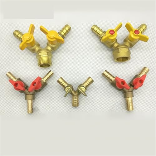6 8 10 12mm Hose Barb Y Type Three 3 Way Brass Shut Off Ball Valve Pipe Fitting Connector Adapter for Fuel Gas Water Oil Air 1Pcs(11.5mm-3way)