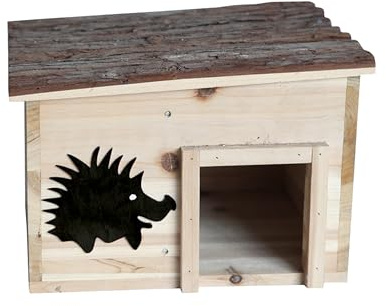 Igelhaus Holz – 32 x 26 x 21 cm – Unbehandelt – Mit Rindendach