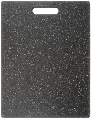 Tagliere da Cucina in PP Nero 35 × 25 cm – Spessore 8 mm, effetto granito, maniglia integrata, lavabile in lavastoviglie