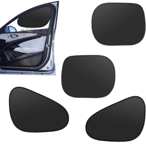 KQDRAVINE 4 Pezzi Parasole per Auto, Parasole per Bambini, Protezione UV per Finestrini Auto, Adesivo per Finestrini Auto Nero, Parasole Universale per Auto con Protezione UV