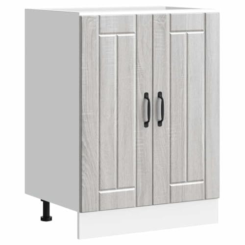 ROMHZKS Mobiletto lavandino Lucca Grigio Sonoma Mobile Mobile da forno con ampio spazio e piedini regolabili per cucina
