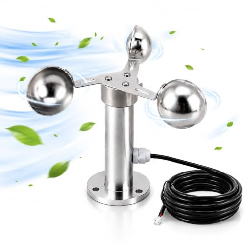 WAHEWUD Wind Speed Sensor, Monitoring Sensor for Meteorological Monitoring | Wind Speed Detector Three Cup Anemometer Stable Performance High Efficiency Accurate Measurement
