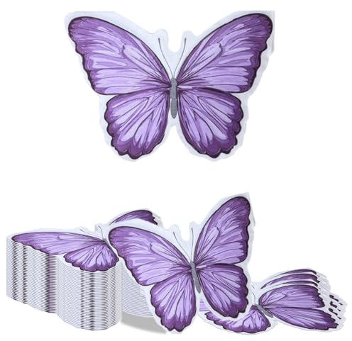 Kotkiddy 40 Lila Mariposa Servilletas 2 Capas Descartables Papel 24x24 cm Mariposa Cumpleaños Niños Tema Animal Decoración Mesa Zoológico Baby Shower Niña Niño Decoración
