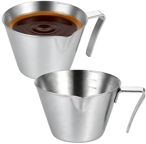 2 Pezzi Bicchiere Dosatore per Espresso, 100 ml Caffè Misurare Tazza | con a Forma di V Bocca e Scala, per Cucina, Caffetteria, Ufficio, Negozio