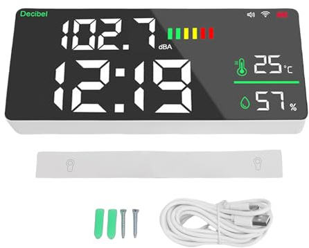 TIKATARER Fonometro, Ampio Schermo LED da 11 Pollici, Tester Decibel 4 in 1, con connettività APP WiFi Esportazione Dati di Tipo C per Casa Studio Fabbrica Ufficio Aula Cantiere