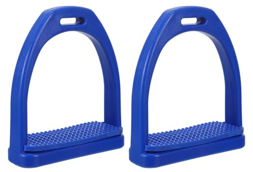 DIYEAH Lot de 2 Étriers de Sécurité en Plastique Bleu Grosse Taille avec Coussinet en Caoutchouc Antidérapant pour Selle Anglaise, Protection Genoux-chevilles, Usage Équestre, Randonnée