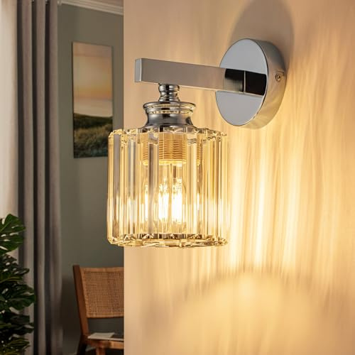 ZMH Wandleuchte Innen Moderne-Wandlampe Kristall Wandbeleuchtung E27 Nachttischlampe Wand Flurlampe Wand 1 Flammig für Schlafzimmer Wohnzimmer Treppenhaus Flur(ohne Leuchtmittel) | Nachttischlampe Wand Flurlampe Wand 1 Flammig für Schlafzimmer Wohnzimmer Treppenhaus Flur(ohne Leuchtmittel)