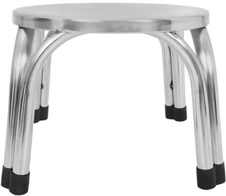Cabilock Edelstahl Hocker 22cm Niedrig Rutschfester Metall Tritthocker für Küche und Bad Stabiler Leichter Fußhocker für Senioren und Innenbereich