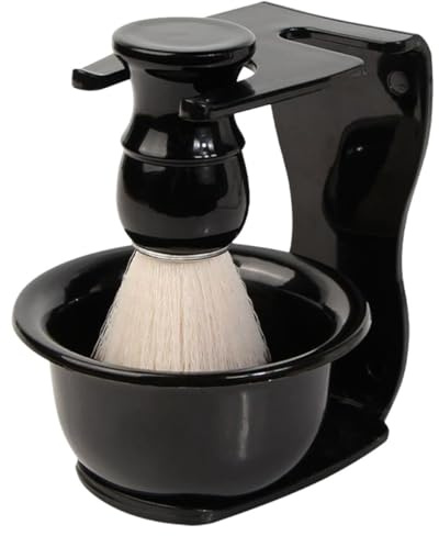 Abaodam Set de Cuidado de Barba para Hombre Brocha de Afeitar Acrílica, Cuenco para Espuma y Soporte, Kit de Afeitado Portátil para Uso en Casa y Viajes, Herramienta Profesional