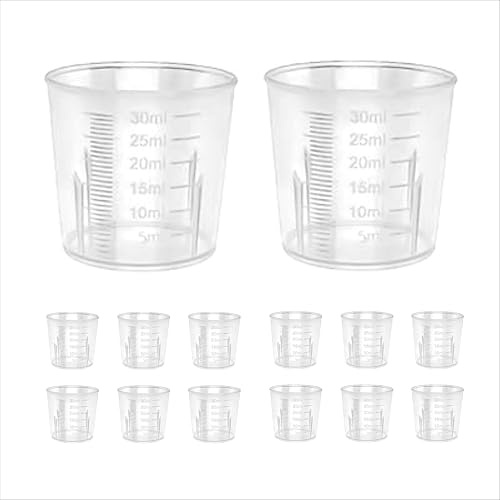 20 Pack 30ml Plastic Measuring Cups, Transparent Graduated Scale Cups Clear Epoxy Mixing Cups for Kitchen Cooking & Medicine Measuring