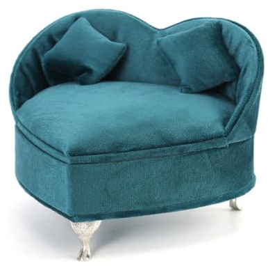 Xgdsnly Boîte à Bijoux Femme Coffret Rangement Organisateur à Tiroirs en Velours Intérieur Clair et Accès Aisé aux Accessoires, Vert Paon, Fauteuil 11.5 8.5 10cm