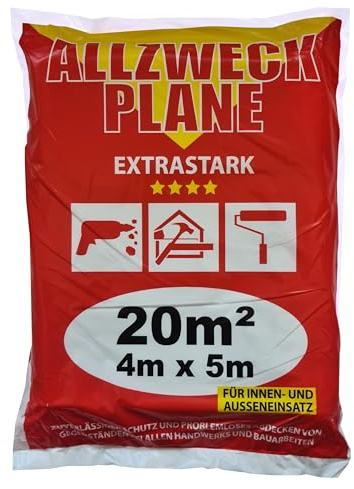 JUFOL Allzweckplane Extrastark (4 x 5 m LDPE transparent, sehr robust, für Außen-und im Innenbereich, Maler Sortiment, Malerfolie, Abdeckfolie) 10231