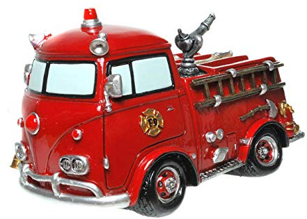 Sparschwein Feuerwehrauto | Nostalgie Spardose Polyresin