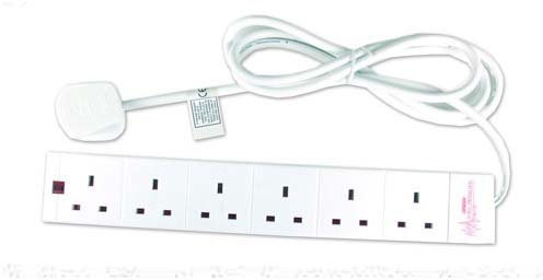 Pro-Elec SC47 Sivitec 10 m 6 Way Surge Protector Mains Power Extension Lead - white