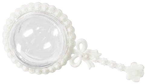 12 Fillable Plastic Baby Rattles Shower Favor - White