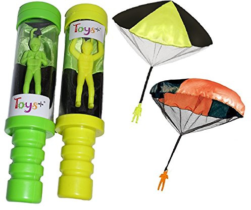 Toys+ Tangle Free Skydiver Parachute Men with Launcher Containers 2 Pack! (Colors and Styles May Vary)