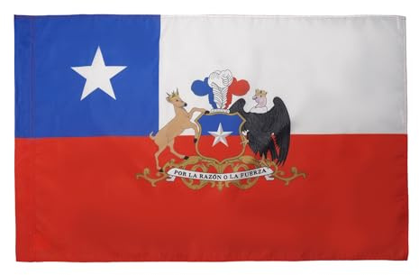 AZ FLAG Bandera Chile con armas 150x90 cm Chilena Poliéster 100D Funda | Uso interior y exterior Enseña costuras dobles y bordes reforzados con funda para mástil