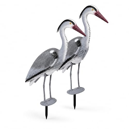 ARTECSIS® 2 x Hérons en Plastique pour Bassin avec Piquet, 70 cm, Figurines décoratives et répulsif visuel pour Poissons