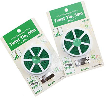 Winterworm Set of 2 Garden Wire, Plastic Twine with Cutter, Garden Twist Tie, 50m Pro Reel