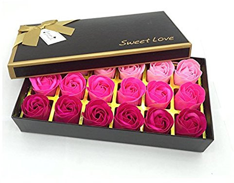 Xrten 18Pcs Soap Rose Flower,Handmade Rose Flora Scented Soap Petals in Gift Box for Anniversary Birthday Wedding Valentine’s Day