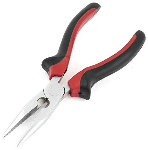 Aexit Schwarz Zangen & Kneifzangen Rot Kunststoff beschichtet Griff Flachrundzange Spitzzangen Zähne 16,5 cm