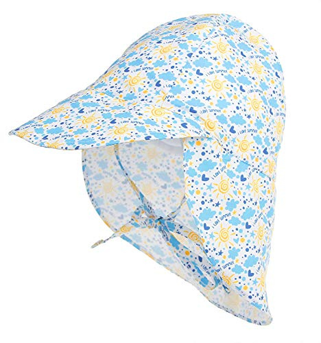 LACOFIA Baby solhatt med band och nackskydd, barn, strandmössor, småbarn, sommar, visir, keps, A-sol, 6-18 Månader