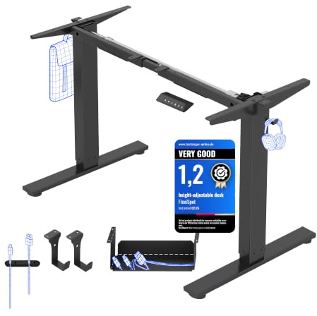 FLEXISPOT Escritorio Elevable Eléctrico Marco de Escritorio de Altura Regulable, Standing Desk Mesa Elevable Eléctrico con 2 Ganchos 4 Botones de Memoria-Negro