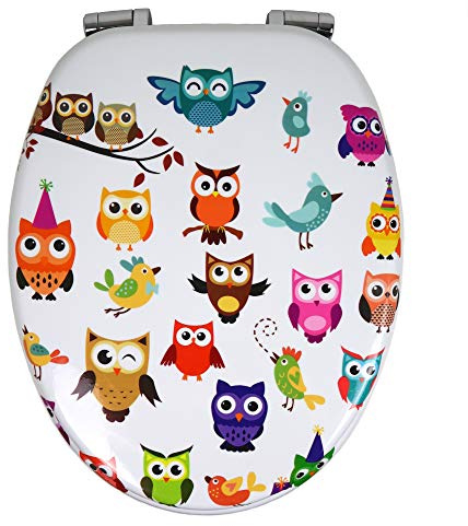 OGOMONDO Sedile Wc Copri Water Universale Frizionato Colorato Fantasia MDF Chiusura Rallentata