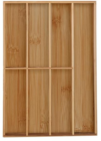 Relaxdays Besteckkasten, 7 Fächer, Bambus, Schubladenkasten für Besteck & Küchenutensilien, HBT: 4,5x30,5x44,5 cm, natur