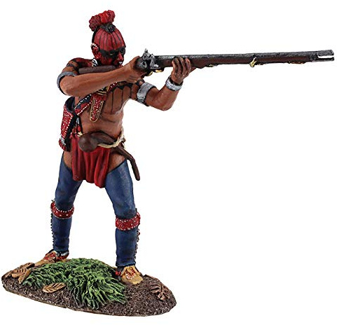 W. Britain's Toy Soldiers American Revolution 16034 Woodland Indian Standing Firing Rifle #1 1:30 Scale Pewter