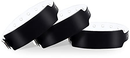 Wristall Schwarze Kunststoff-Armbänder, 100 Stück, Farbige für Veranstaltungen, Vinyl für Partys, Benutzerdefinierte, Wasserdichte