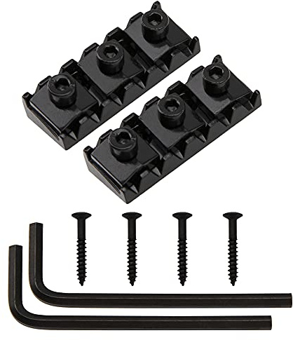 Yootones 42 mm Metall-Gitarrensaiten-Sicherungsmutter, kompatibel mit Floyd Rose Style E-Gitarre, Tremolo-Brückenschloss-System (schwarz)