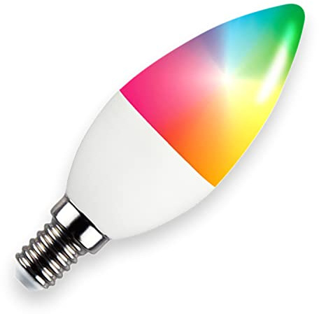INNOVATE E14 SMART LED Kerze RGB 5W 230V [400 lm, 3000–6500K, dimmbar über TUYA App] Smart Home Leuchtmittel WW + CW I WLAN Lampe E14 LED Glühbirne bunt Warmweiß Kaltweiß