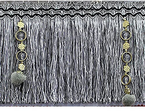 GIVBRO Pompons Quaste Fransen Trim Perlen Spitze Bänder Geflochten Handgemachte Trimmen Kostüm Zubehör für Vorhang, 1 Meter (#E)