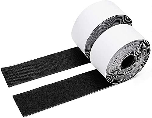IHKFILAN Hook and Loop Tape Self Adhesive Strips Adhesive Backing (Black, 50 mm, 5 Metres)