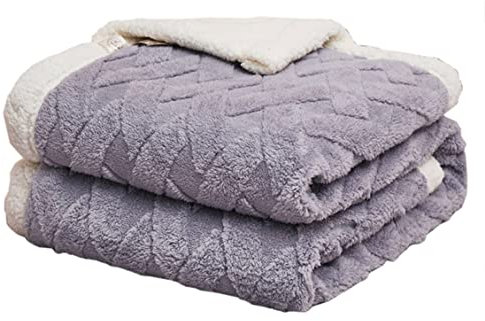 Hayisugal Flauschige Sherpa Kuscheldecke - hochwertige Schafdecke, super weiche Fleecedecke als Sofadecke, Tagesdecke oder Wohndecke Couchdecke Sofa überwurfdecke, Hellgrau, 100 x 150cm
