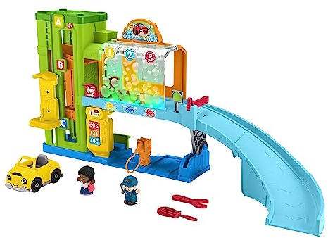 Fisher-Price Le Garage Lumineux Little People avec Lumières, Voiture, Rampe Et Contenu Éducatif Éveil Progressif, Version Française, Jouet Enfant, Dès 3 Ans, HRC59