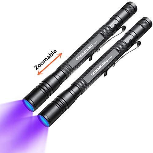 Geekhigh UV Taschenlampe Stift, LED 395nm Ultraviolett-Taschenlampe, zoombare Schwarzlicht, IP54 Haustier-Urin-Detektor für Haustier-Urin, Katze Hund Flecken, Bettwanze, Skorpion, Toilette (2 Pack)
