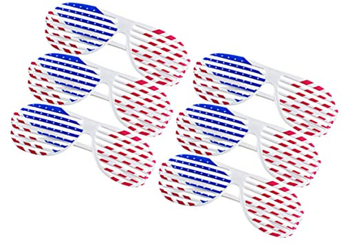 WHAMVOX 6stücke Sonnenbrillen Mit Amerikanischer Flagge Muster Shutterbrille Aus Kunststoff Partybrille Für Unabhängigkeitstag Fensterläden Brille Foto Requisiten Für Erwachsene Und Junge