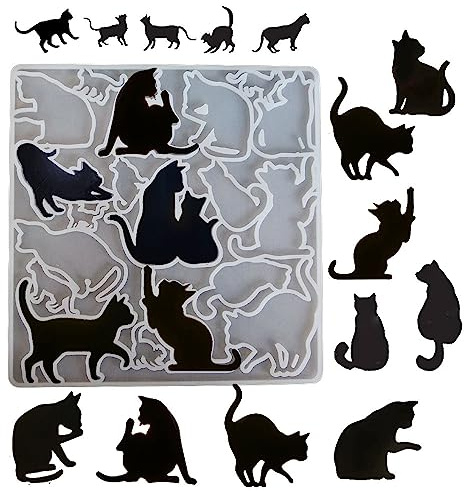 Finyoffiy Katze Epoxidharz Formen Resin Molds Silikonform Schmuck DIY Resin Silikonform Brosches Tierform Silikonform DIY Ohrringe,Schlüsselanhänger Anhänger Basteln (Cat)