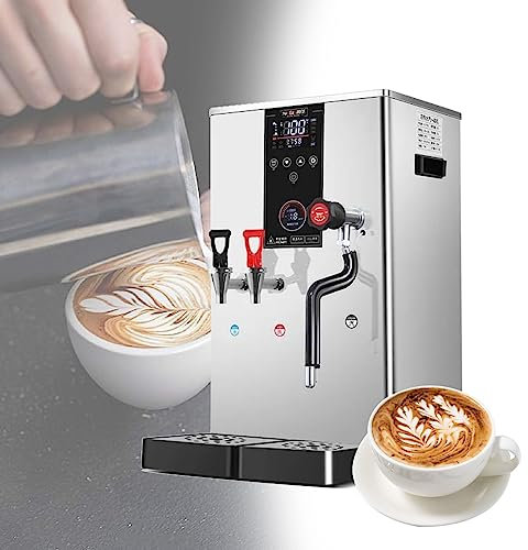 Mousseur À Lait Polyvalent Commercial 2500W, Machine À Mousser L'eau Bouillante À La Vapeur Entièrement Automatique 50L / H, Mousseur À Lait Milk Cafe (Color : 110V, Size : Silvery)