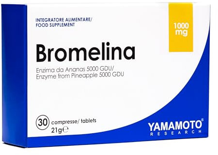 YAMAMOTO RESEARCH Bromelina 30 Compresse, Integratore Alimentare con 1000 mg di Bromelina, Enzima con Azione Digestiva e Drenante