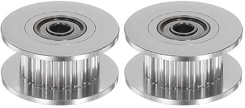 sourcing map 2Stk 2GT Umlenkrolle Zahnriemenscheibe 20 Zähne 3mm Bohrung 18mm Durchmesser Aluminum Zahnriemen für 6mm Breite Gürtel 3D Drucker CNC Maschine Zubehör Silberton