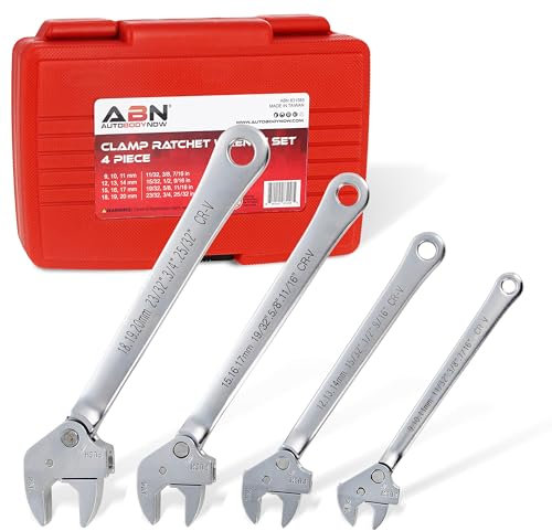 ABN ABN Self Adjusting Pipe Wrench Spanner Set - 4 Piece Self Setting Universal Adjustable Wrench Clamp Set with Case