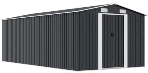 vidaXL Gartenhaus 257x489x181cm Metall Anthrazit Werkzeugaufbewahrung Haus Kabine