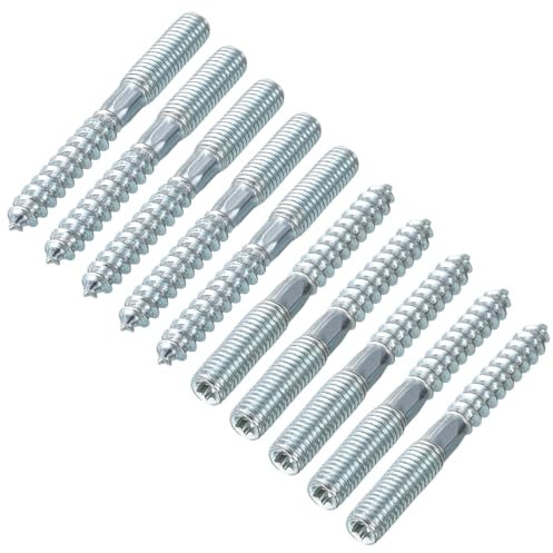 uxcell M8 Hanger Bolts Length 2-3/4(70mm) Double Headed Bolts Self-Tapping Screw 8mm Wood Joint Furniture Legs 16pcs