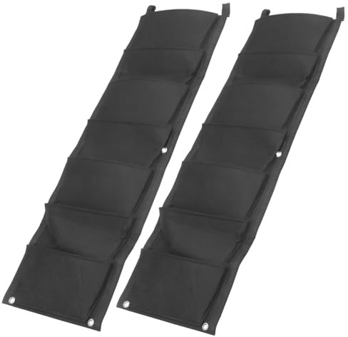 POPETPOP Wandbehang Pflanztasche 2pcs Filz Stoff Pflanztaschen Starke Alterung Atmungsaktiv Halte Schwarz